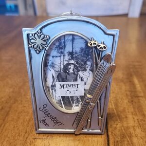Silver Photo Frame with Ski Accents